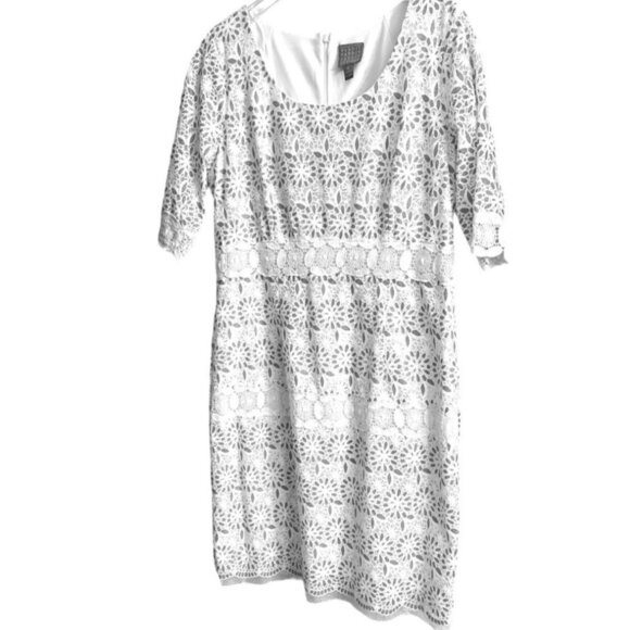 Rabbit Rabbit Rabbit Women's White and Sky Blue Laced Dress Size 16 Sku 2292 - Picture 8 of 16